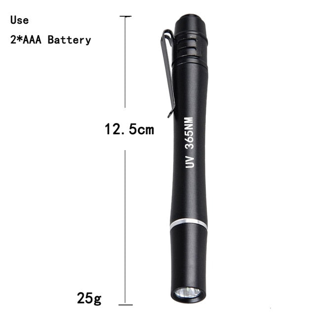 TopCom Mini Pocket LED UV Light 395nM 380nM 365nM Ultraviolet Penlight Aluminum Alloy UV Pen Flashlight With Clip Money Detect